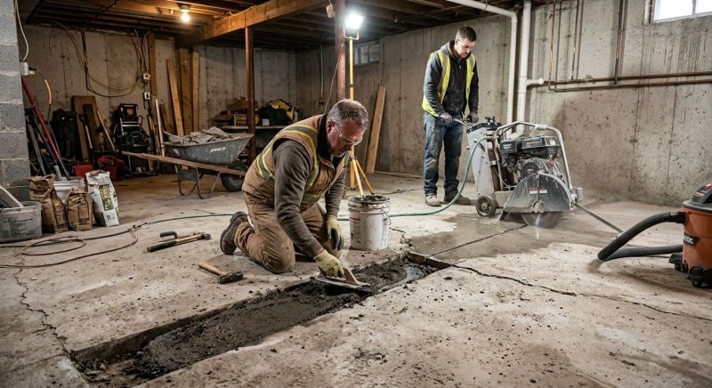 Cracked Basement Floor Repair in Fayetteville, GA